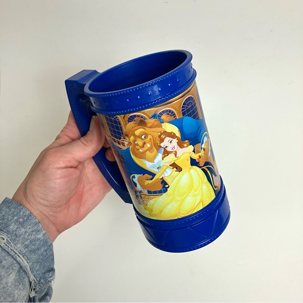 Disney On Ice Beauty & the Beast Stein Blue Mug Souvenir Lumière & Cogsworth